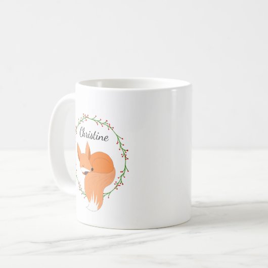 ロングウィンターの昼寝ホリデーキツネと名前 コーヒーマグカップ (正面左)