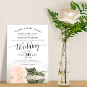 ロングエレガントステムピーチバラロマン結婚ティック 招待状