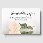 ロングエレガントステム赤面ピーチバラ結婚ズ ゲストブック (正面)