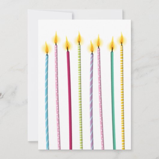 ロングカラフルキャンドル誕生日テンプレート 招待状 (正面)