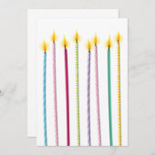 ロングカラフルキャンドル誕生日テンプレート 招待状 (正面/裏面)