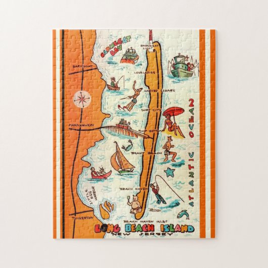 ロングカラフルビーチアイランドの地図 ジグソーパズル (縦)