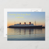 ロングカリフォルニアからの挨拶ビーチ ポストカード (正面/裏面)