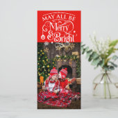 ロングクリスマスフォトカードレッドテーマ (スタンド正面)