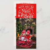 ロングクリスマスフォトカードレッドテーマ (正面/裏面)