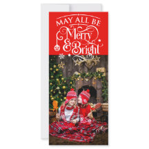 ロングクリスマスフォトカードレッドテーマ