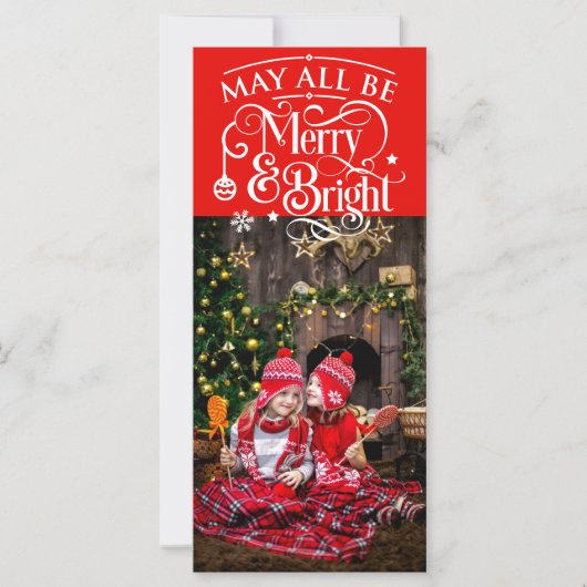 ロングクリスマスフォトカードレッドテーマ (正面)