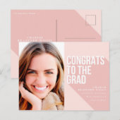 ロングシャドウ 卒業おめでとう グラデュエート ブラッシュ ピンク ポストカード (正面/裏面)