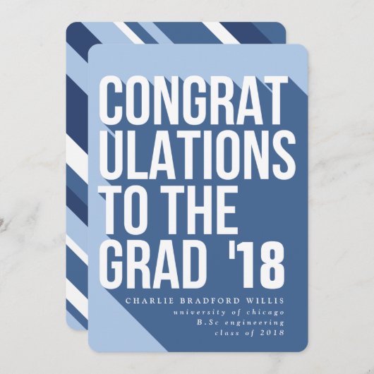 ロングシャドウ　卒業おめでとう　海軍 招待状 (正面/裏面)