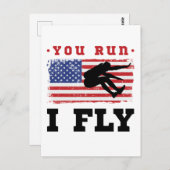ロングジャンプ走アメリカ国旗 ポストカード (正面/裏面)