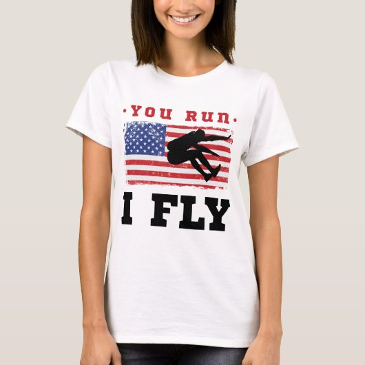 ロングジャンプ走アメリカ国旗 Tシャツ (正面)