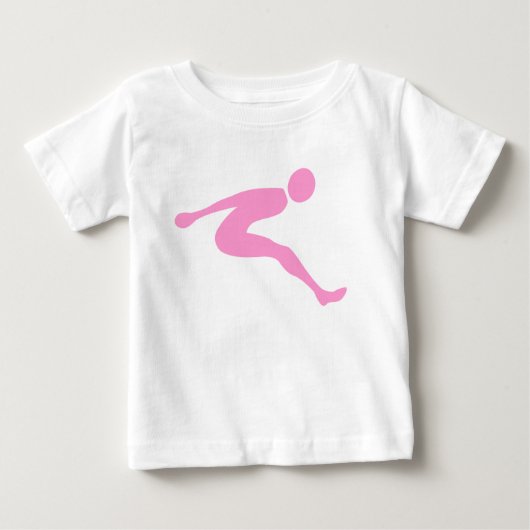 ロングジャンプ – ピンク ベビーTシャツ (正面)