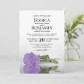 ロングステムラベンダーパープルバラエレガントな結婚式 招待状 (スタンド正面)