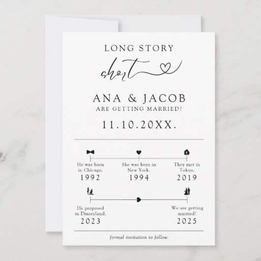 ロングストーリーショート人間関係タイムラインインフォグラフィック セーブザデート (正面)