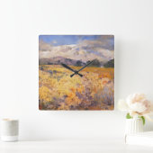 ロングズピークコロラド水彩景色夏 スクエア壁時計 (ホーム)