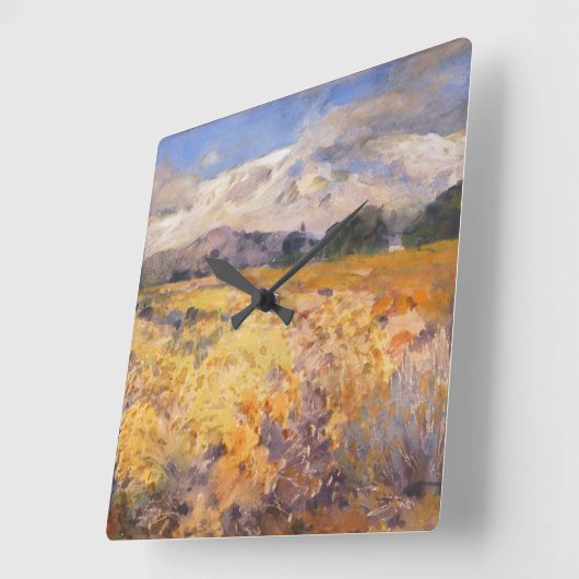 ロングズピークコロラド水彩景色夏 スクエア壁時計 (傾斜)