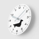 ロングソールドダシュントシルエットウィーナードッグ ラウンド壁時計 (傾斜)