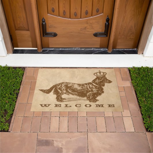 ロングソールドダシュンドドッグW/クラウンヴィンテージ ドアマット (室外)