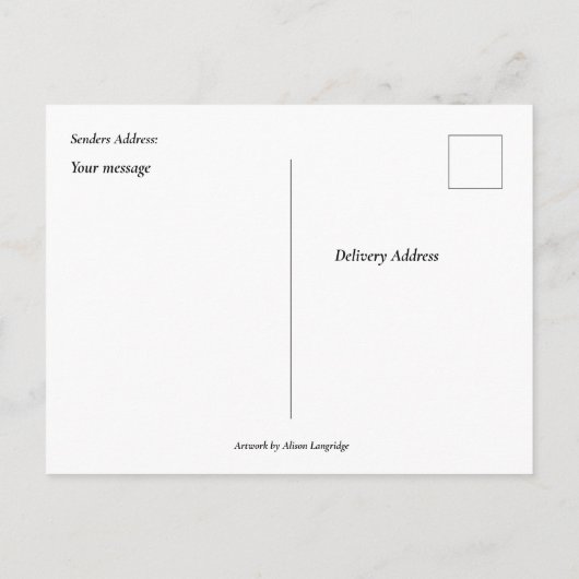 ロングテール鳥の水の色絵画の ポストカード (裏面)