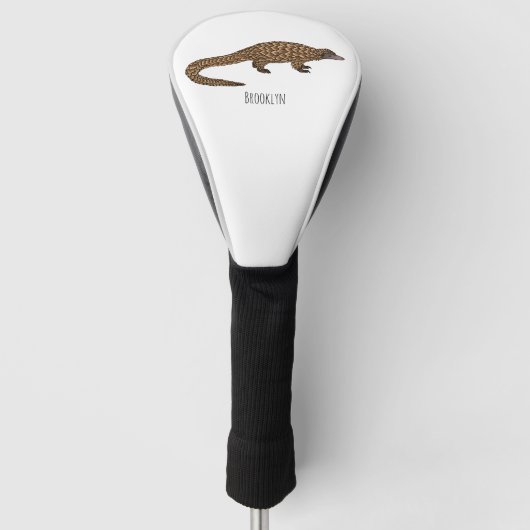 ロングテール・パンゴリン漫画イラストレーション ゴルフヘッドカバー (正面)