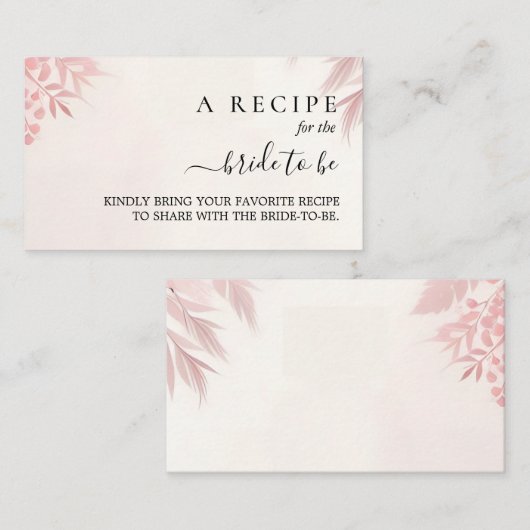 ロングトゥルレガルグラム赤面ピンクブライダルシャワー エンクロージャーカード (正面/裏面)