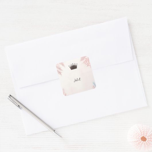 ロングトゥルレガルグラム赤面ピンクブライダルシャワー スクエアシール (封筒)