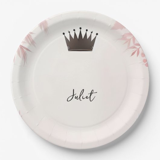 ロングトゥルレガルグラム赤面ピンクブライダルシャワー ペーパープレート (正面)