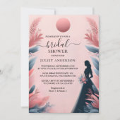 ロングトゥルレガルグラム赤面ピンクブライダルシャワー 招待状 (正面)