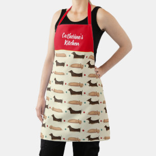 ロングドッグズダッシュンズレッドエプロン エプロン