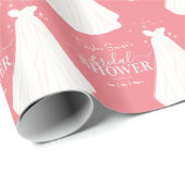 ロングドレス付き花嫁ブライダルシャワーピンク ラッピングペーパー (ロールコーナー)