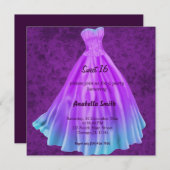 ロングドレス甘い16 (紫) 招待状 (正面/裏面)