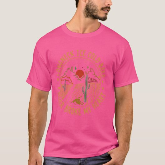 ロングネックアイスコールドビール私のハート山 Tシャツ (正面)