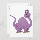 ロングネックパープル恐竜の漫画 ポストカード (正面/裏面)