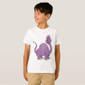 ロングネックパープル恐竜の漫画 Tシャツ (正面フル)