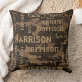 ロングネームパーソナライズされたブラウン迷彩柄 クッション (ブランケット)