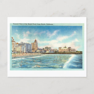 ロングビーチの海岸，カリフォルニア州，ヴィンテージ旅行 ポストカード