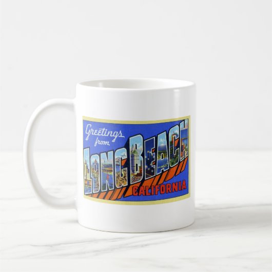ロングビーチカリフォルニアからの挨拶 コーヒーマグカップ (左)