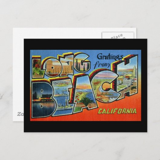 ロングビーチカリフォルニアからの挨拶 ポストカード (正面/裏面)