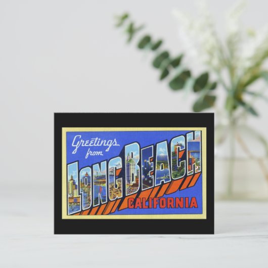 ロングビーチカリフォルニアからの挨拶 ポストカード (スタンド正面)