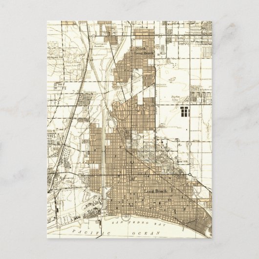 ロングビーチカリフォルニアヴィンテージマップ ポストカード (正面)