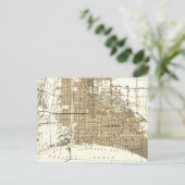 ロングビーチカリフォルニアヴィンテージマップ ポストカード (スタンド正面)