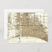 ロングビーチカリフォルニアヴィンテージマップ ポストカード (正面/裏面)