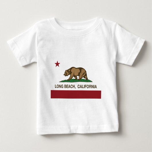 ロングビーチカリフォルニア共和国の旗のTシャツ ベビーTシャツ (正面)