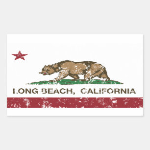 ロングビーチカリフォルニア共和国の旗 長方形シール