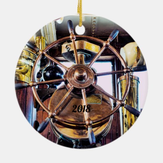 ロングビーチカリフォルニア、デュスクのスカイライン、 セラミックオーナメント (裏面)