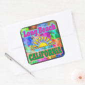 ロングビーチサン&パームステッカー スクエアシール (封筒)