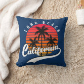 ロングビーチレトロサンセット装飾用クッション クッション (ブランケット)