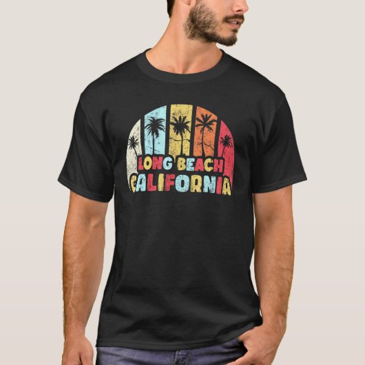 ロングビーチヴィンテージカリフォルニアビーチレトロロングベア Tシャツ (正面)