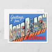 ロングビーチ、カリフォルニアヴィンテージビッグ・レター ポストカード (正面/裏面)