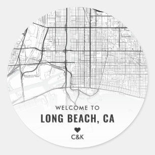 ロングビーチ、カリフォルニア州地図 結婚へようこそ ラウンドシール